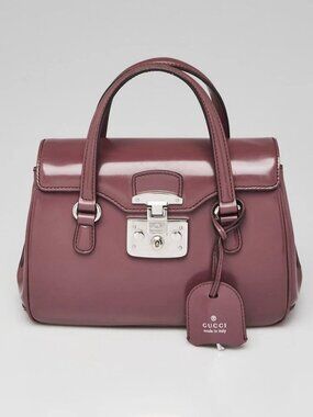 Gucci Purple Smooth Leather Lady Lock Small Satchel Bag